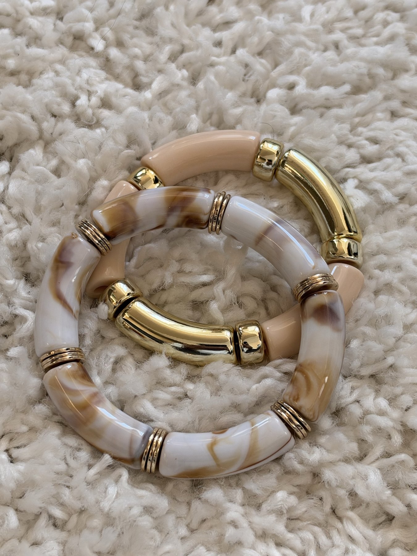 Bracelet TUBES pêche et marbré, photo 1