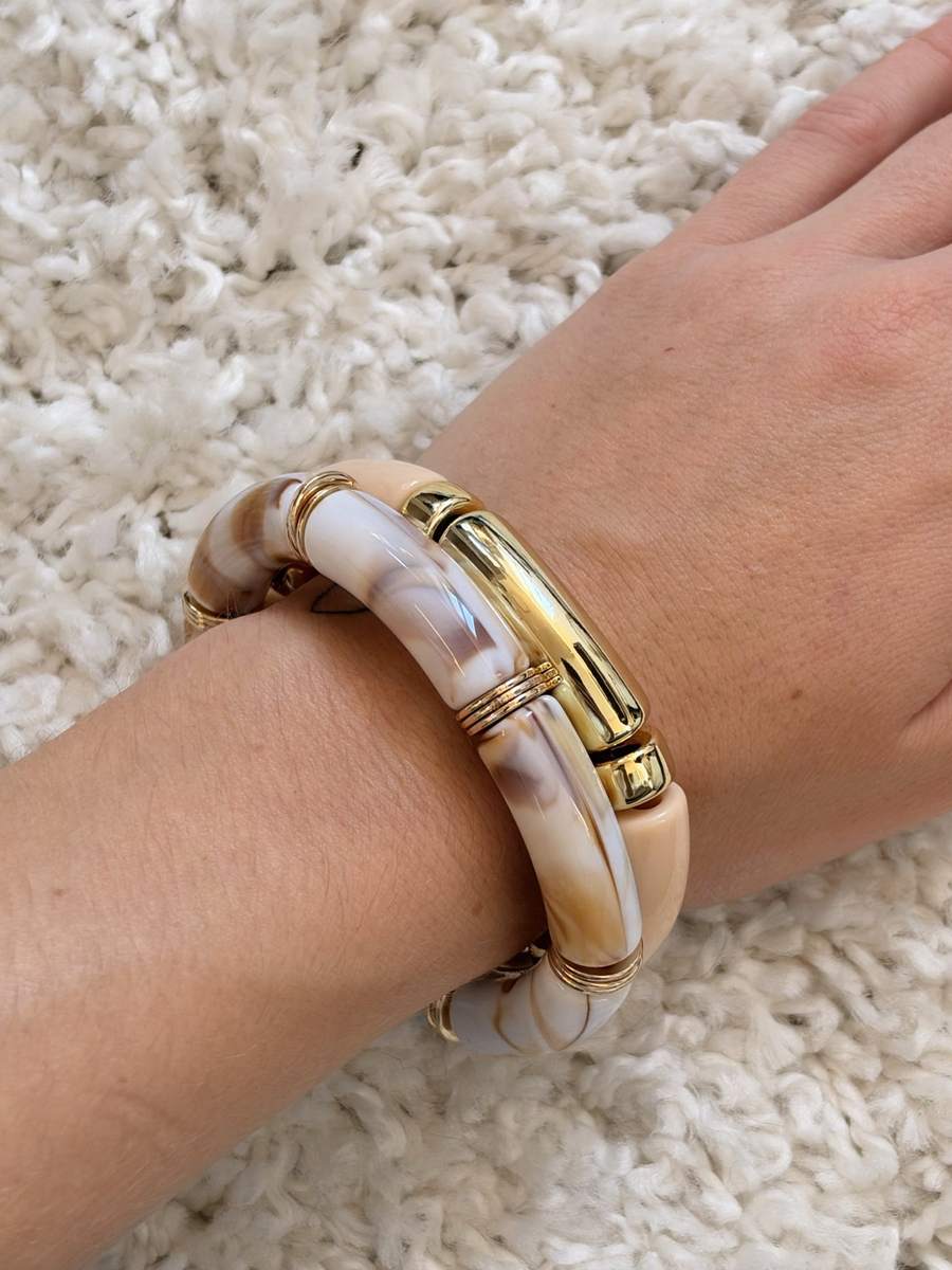Bracelet TUBES pêche et marbré, photo 3